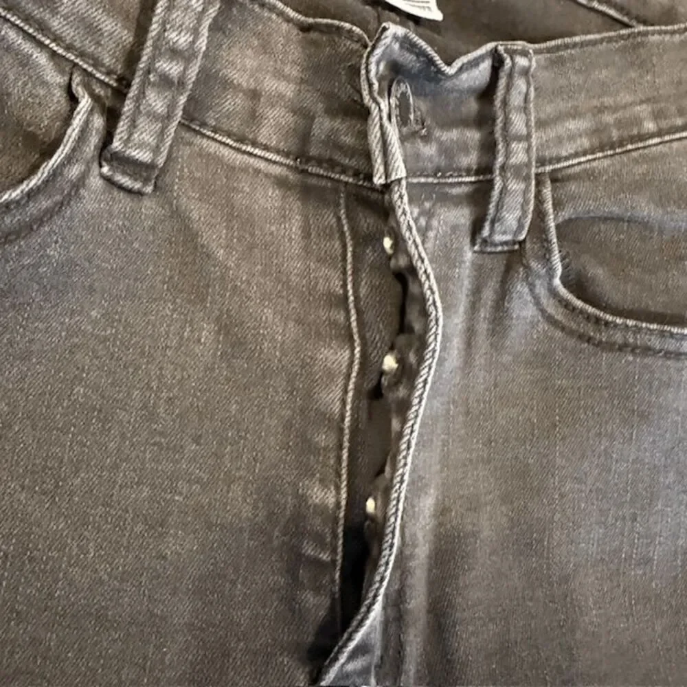 Judy Blue Lani Skinny Distressed Button Fly Jeans Stonewashed Black Size‎ 9/29